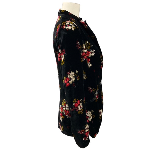 FORTE FORTE BLACK / RED MULTI AUTUNNO FLORAL VELVET BLAZER - Picture 2 of 6
